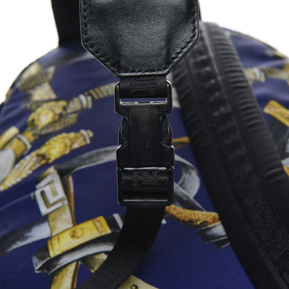 Versace Nylon Palazzo Medusa Belt Print Backpack Blue 10 of 10