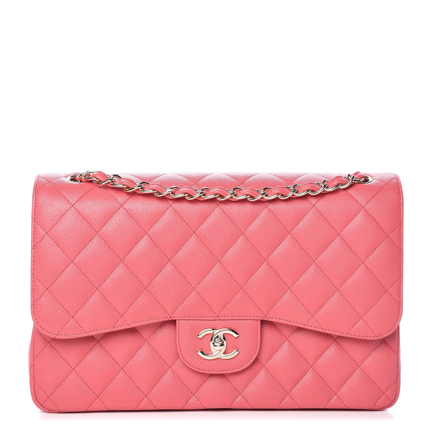 Caviar Quilted Jumbo Double Flap Dark Pink