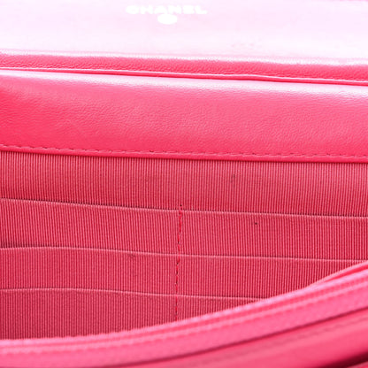 Chanel Lambskin Quilted Wallet On Chain WOC Dark Pink 14 of 21