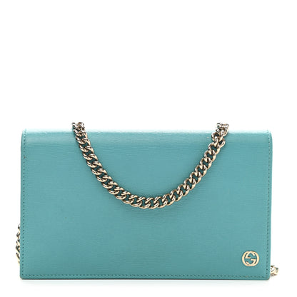 Gucci Shangai Calfskin Medium Betty Chain Wallet Fresia Blue 1 of 11