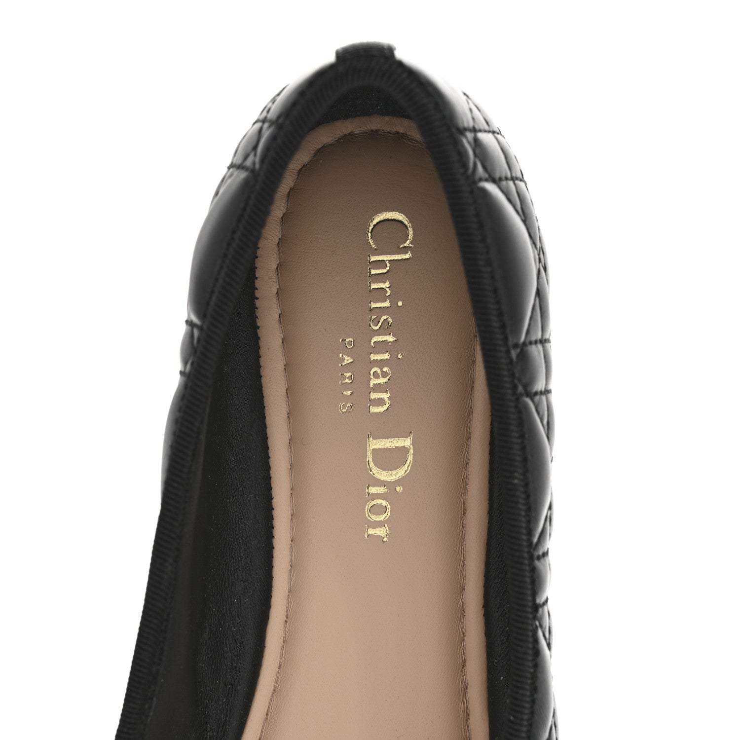 Christian Dior Calfskin Cannage Pearl Ballet Flats 38.5 Black 7 of 9