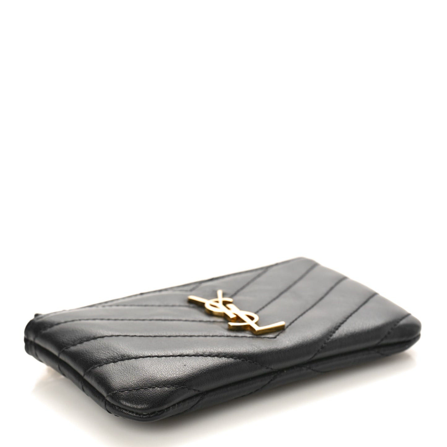 Calfskin Matelasse Monogram Key Pouch Black