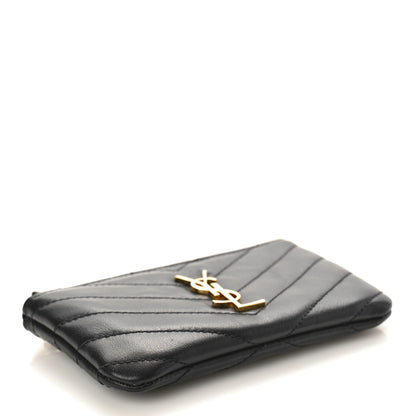 Saint Laurent Calfskin Matelasse Monogram Key Pouch Black 4 of 8