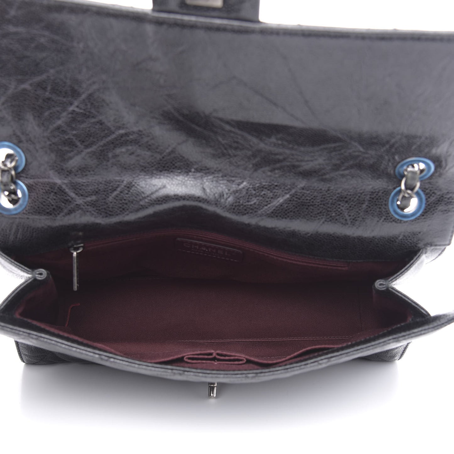 Crumpled Grained Calfskin Jumbo CC Crave Flap Black