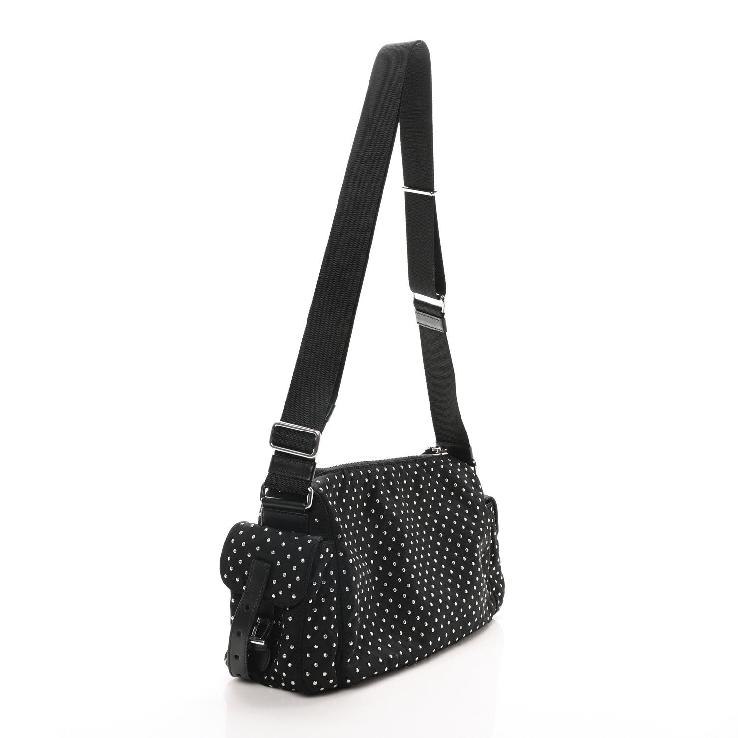 Prada Re-Nylon Studded Shoulder Bag Black 3 of 10