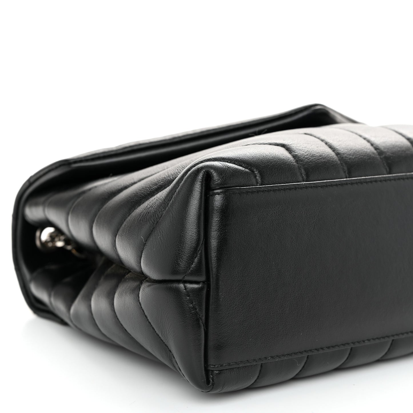 Calfskin Y Quilted Monogram Small Loulou Chain Satchel Black