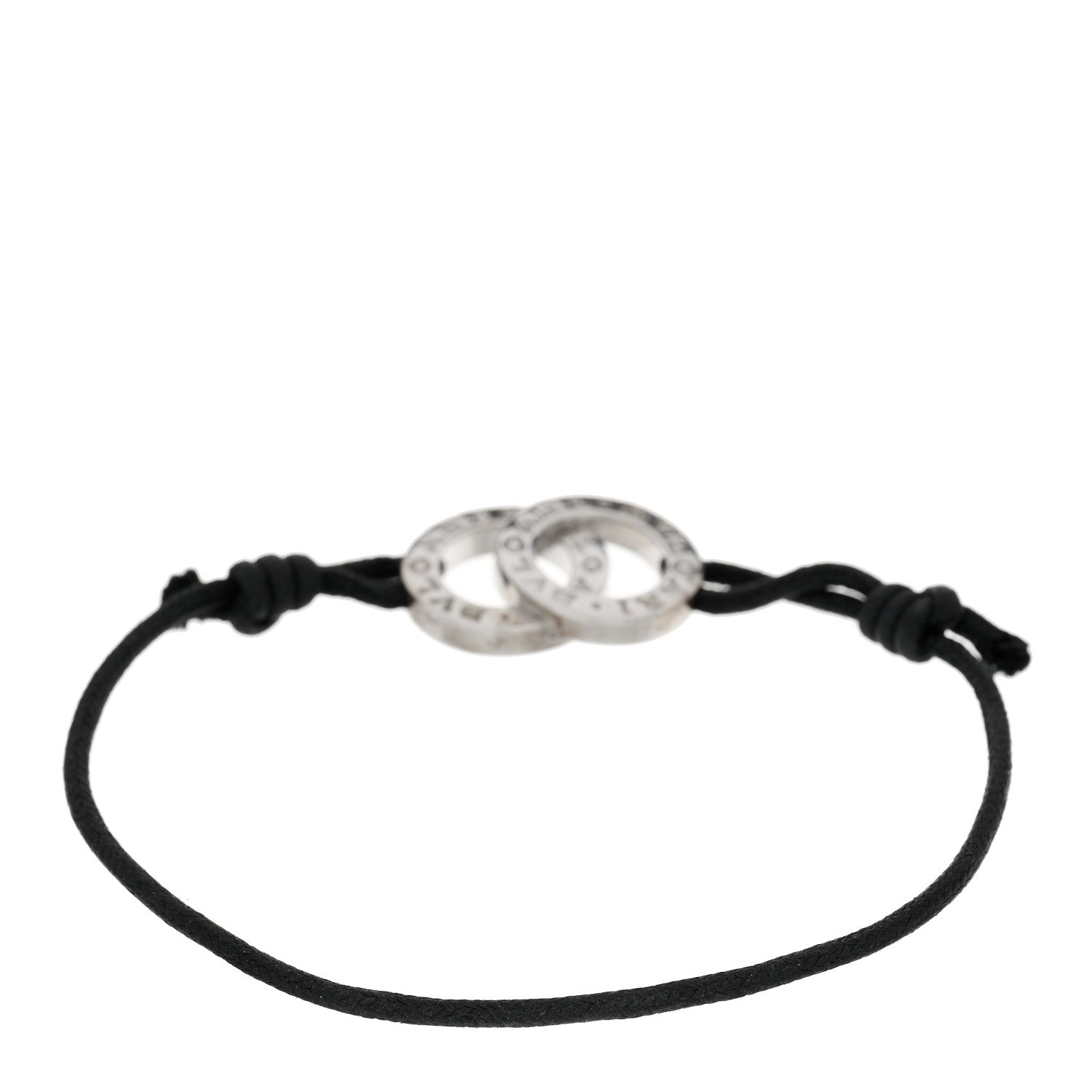 Bulgari Sterling Silver BVLGARI BVLGARI Interlocking Circles Adjustable Cord Bracelet Black 2 of 4