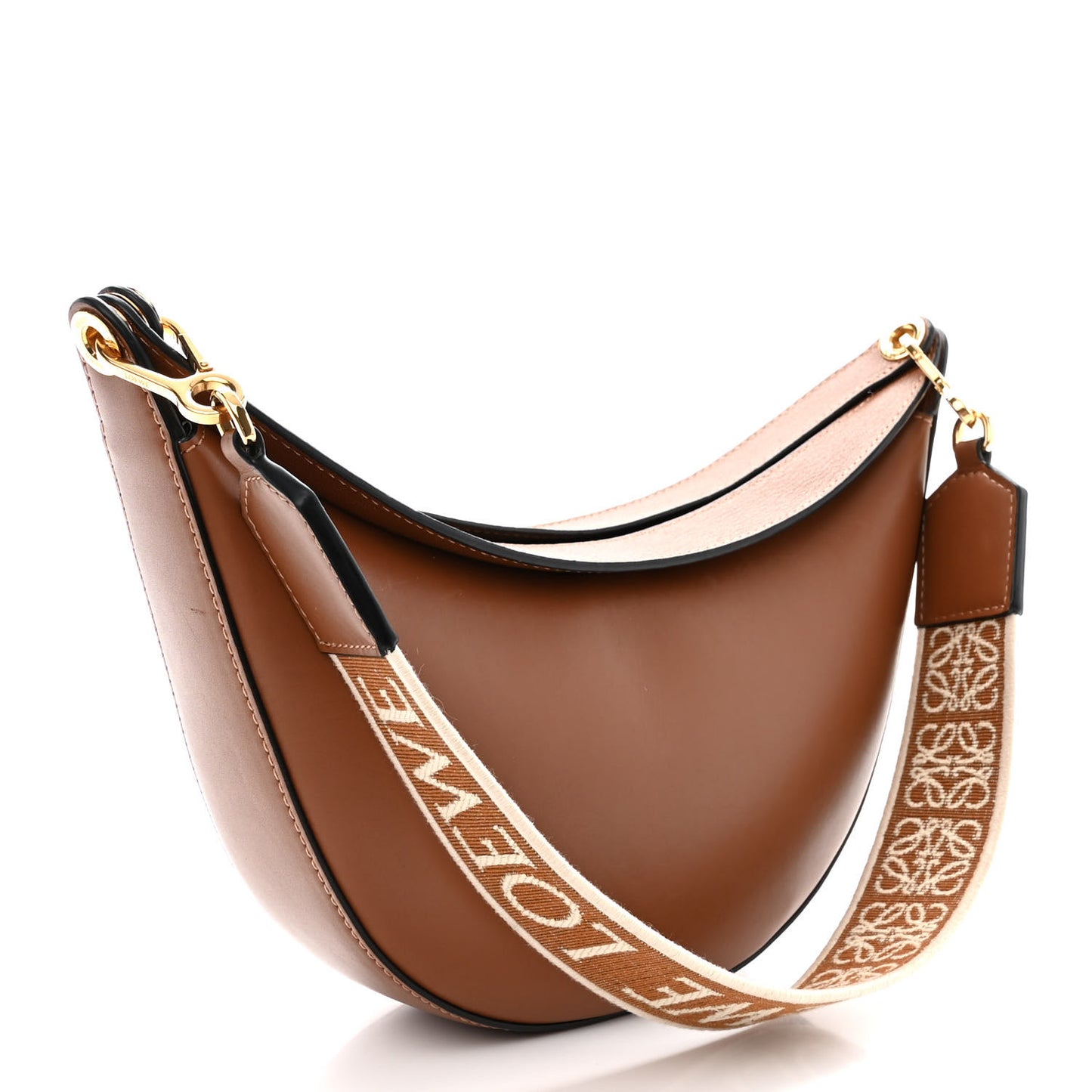 Satin Calfskin Jacquard Luna Bag Pecan