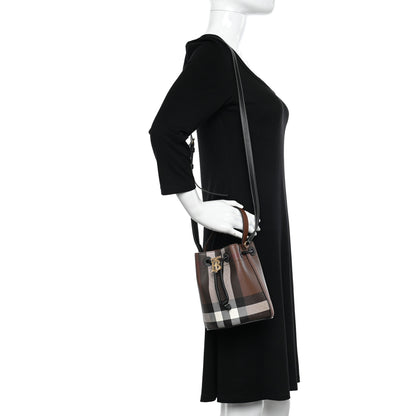 Burberry Giant Check Calfskin TB Mini Bucket Bag Dark Birch 2 of 10