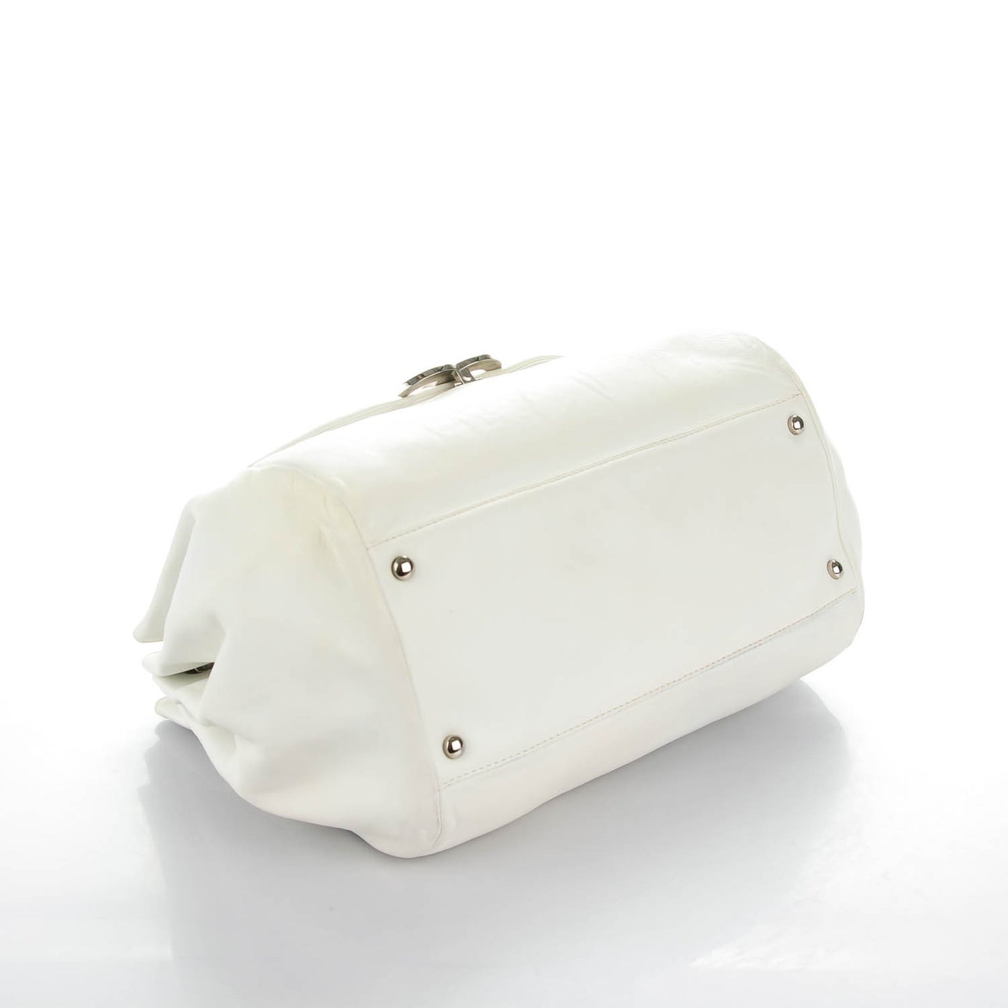 Lambskin Sensual Accordion Flap White