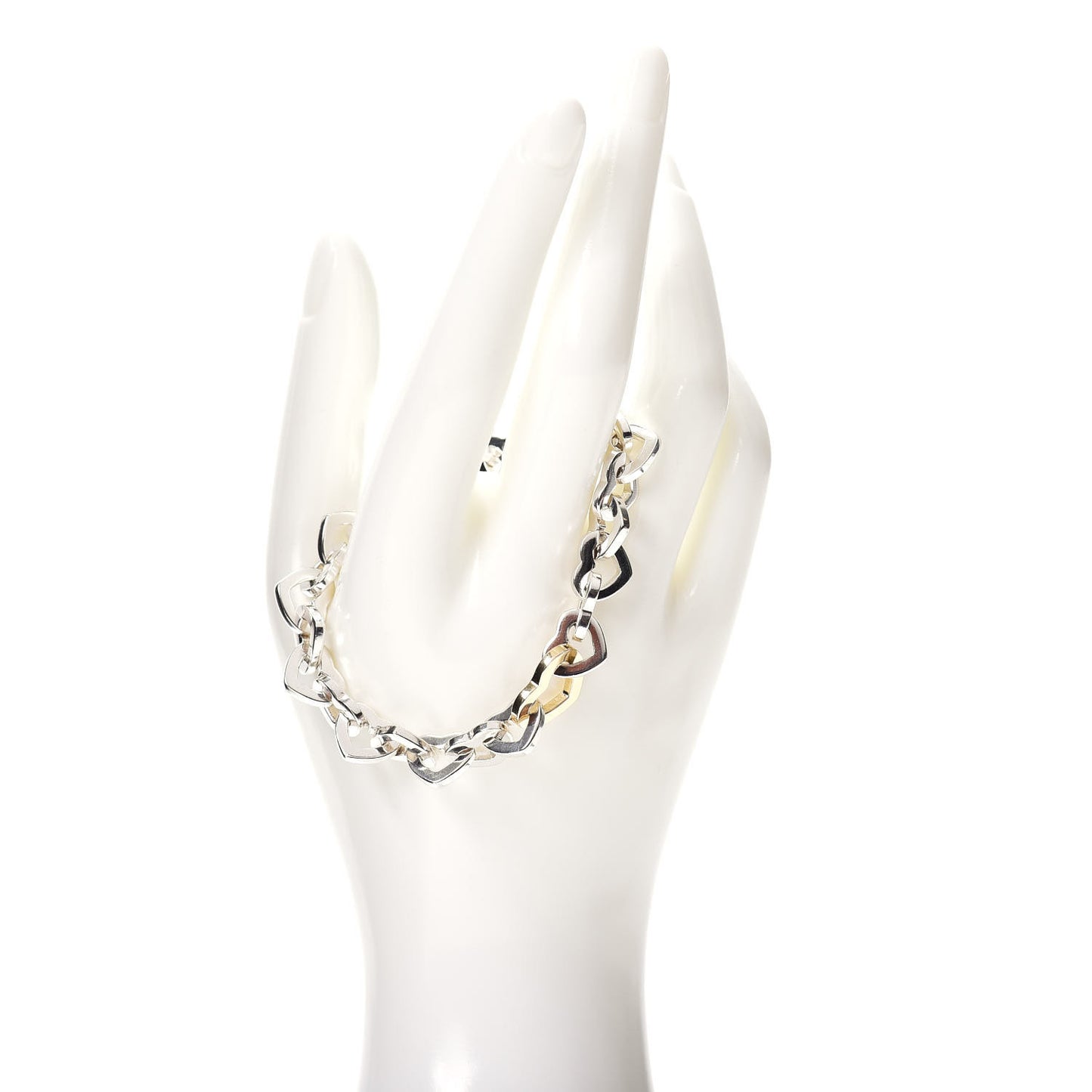 Sterling Silver 18K Yellow Gold Heart Links Bracelet