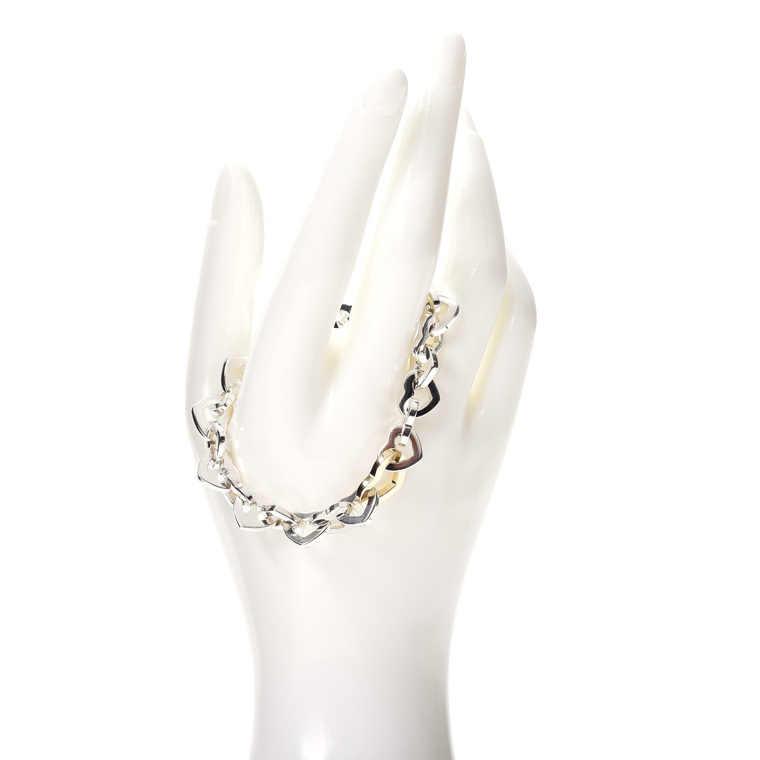 Tiffany Sterling Silver 18K Yellow Gold Heart Links Bracelet 2 of 4