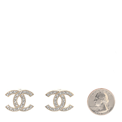 Chanel Crystal CC Large Stud Earrings Gold 2 of 4