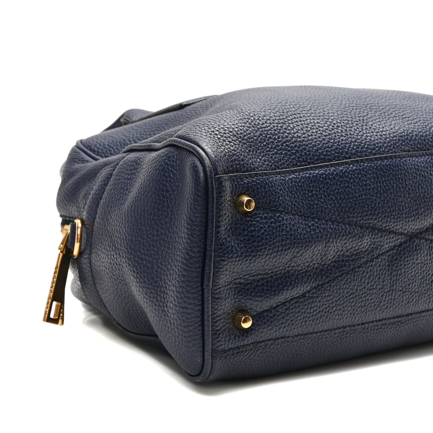 Pebbled Calfskin Gotham Bauletto Satchel Blue