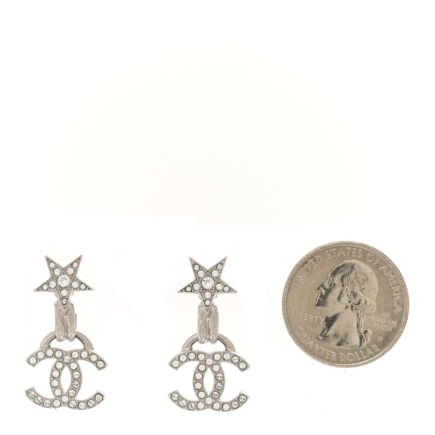 Crystal CC Star Drop Earrings Silver
