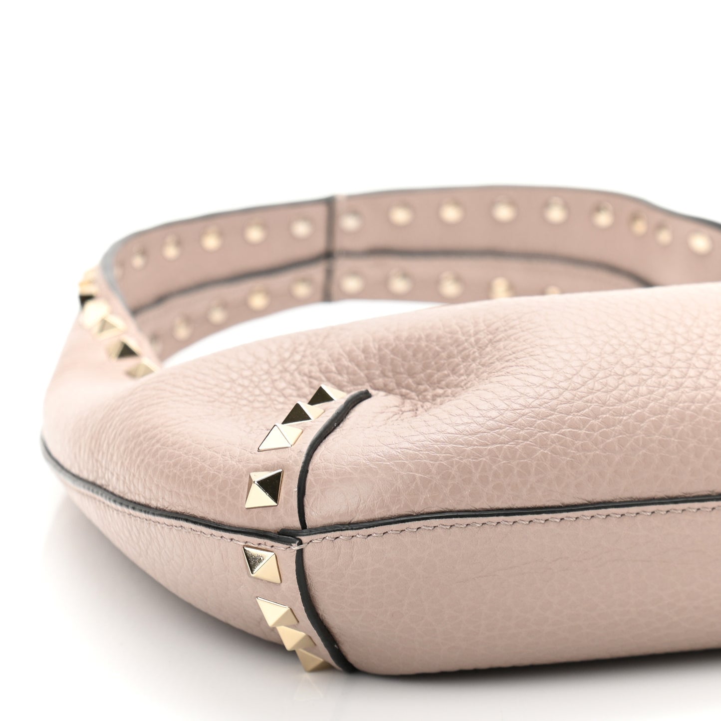 Pebbled Calfskin Small Rockstud Flip Lock Hobo Poudre