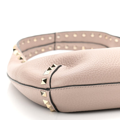 Valentino Garavani Pebbled Calfskin Small Rockstud Flip Lock Hobo Poudre 8 of 9