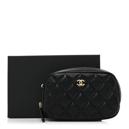 Chanel Lambskin Quilted Small Curvy Pouch Cosmetic Case Black 10 of 10