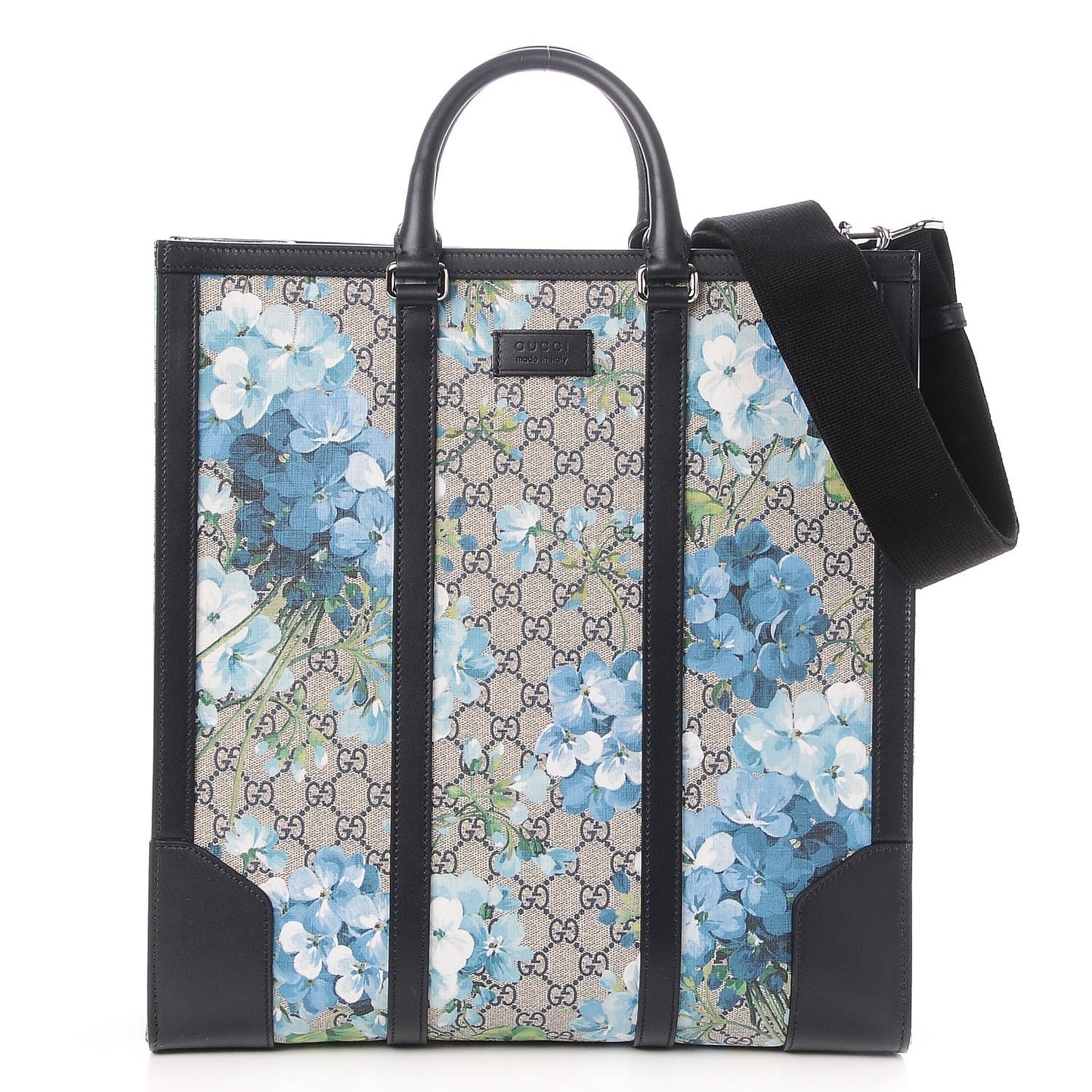 GG Supreme Monogram Blooms Vertical Tote Blue