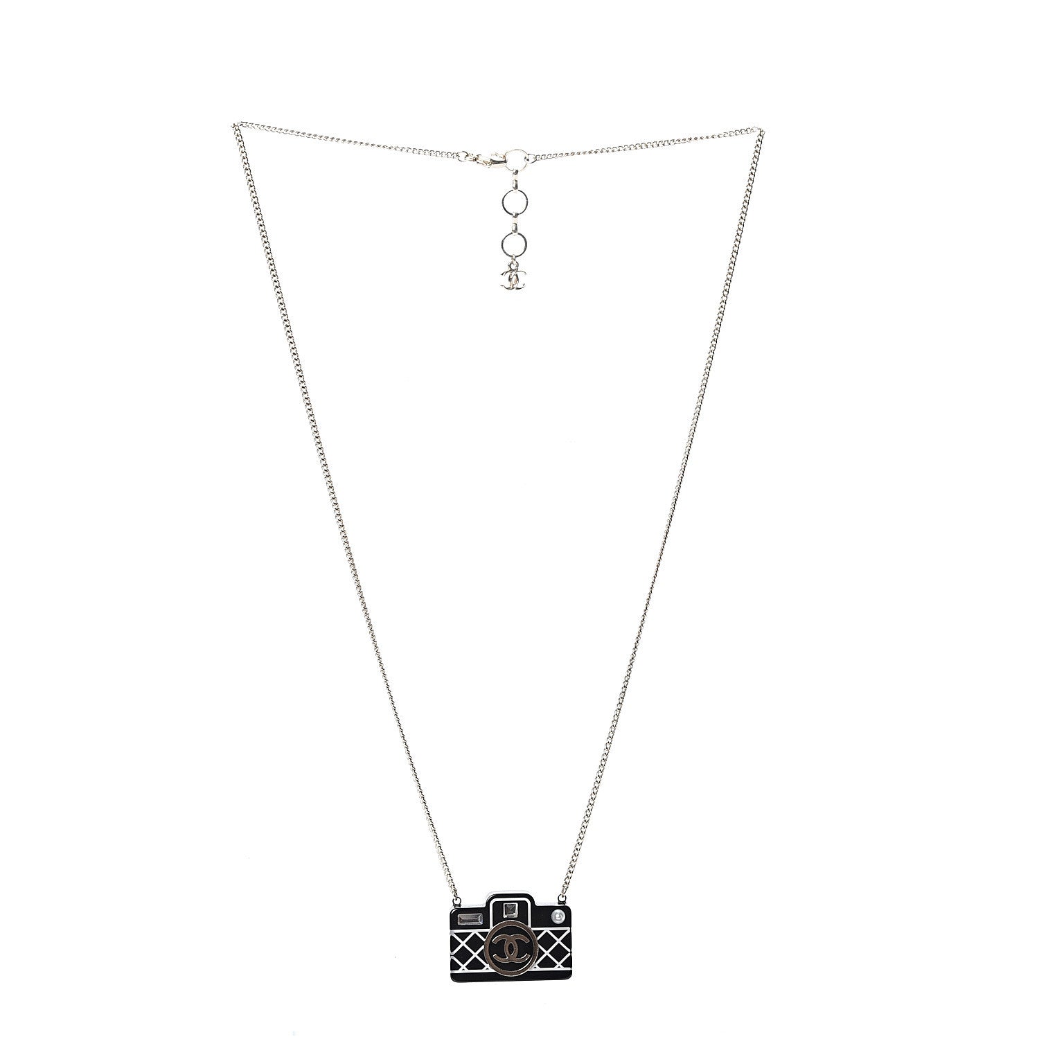 Chanel Resin Camera CC Necklace Black Gold 2 of 5