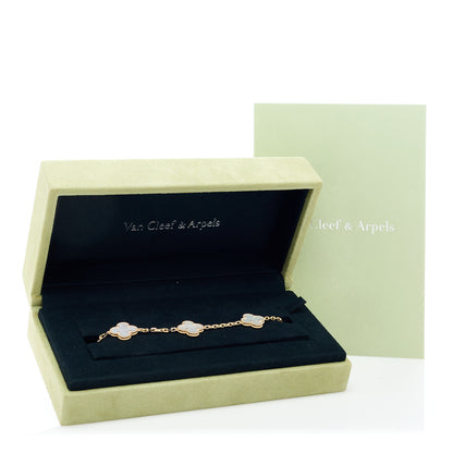 Van Cleef & Arpels 18K Yellow Gold Mother of Pearl 5 Motifs Vintage Alhambra Bracelet 5 of 5
