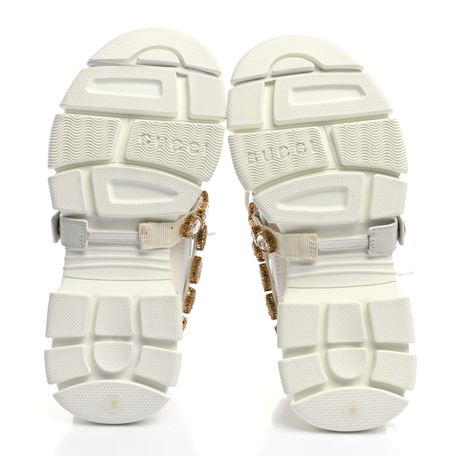 Gucci X SEGA Mesh Calfskin Suede Removable Crystals Womens Flashtrek Sneakers 36 Great White 5 of 14