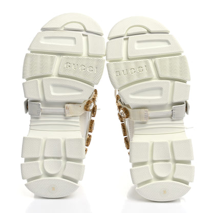 Gucci X SEGA Mesh Calfskin Suede Removable Crystals Womens Flashtrek Sneakers 36 Great White 5 of 14