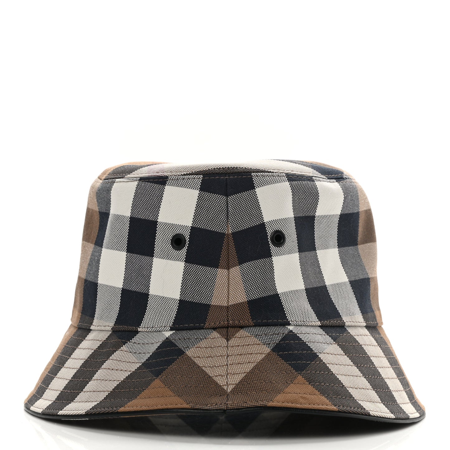 Cotton Canvas Exaggerated Check Bucket Hat M Birch Brown