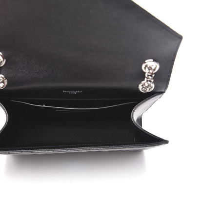 Saint Laurent Grain De Poudre Textured Mixed Matelasse Triquilt Medium Monogram Satchel Black 5 of 10