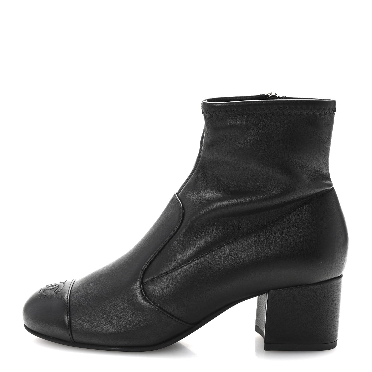 Chanel Stretch Lambskin Cap Toe CC Short Boots 37.5 Black 1 of 10