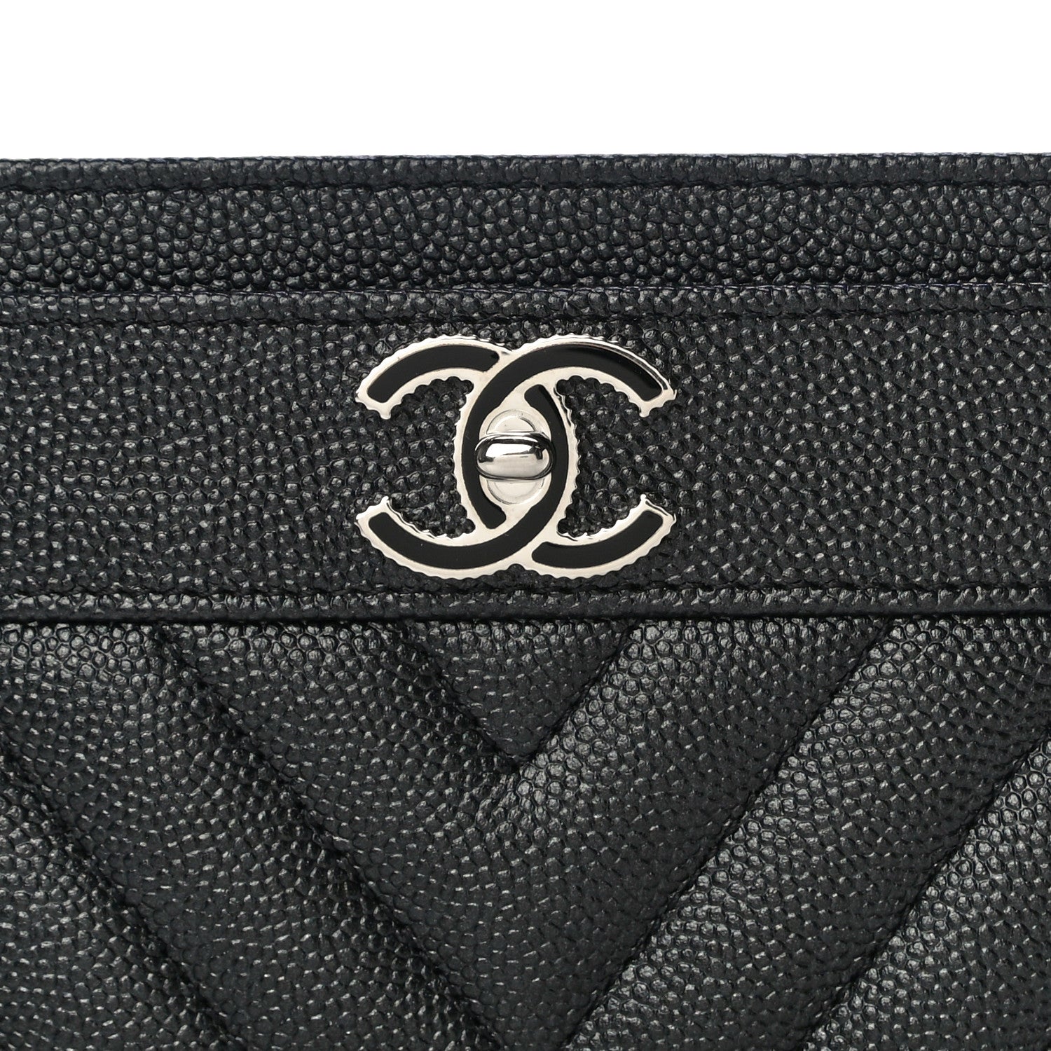 Chanel Caviar Chevron Quilted Vintage Mademoiselle Card Holder Black 9 of 12