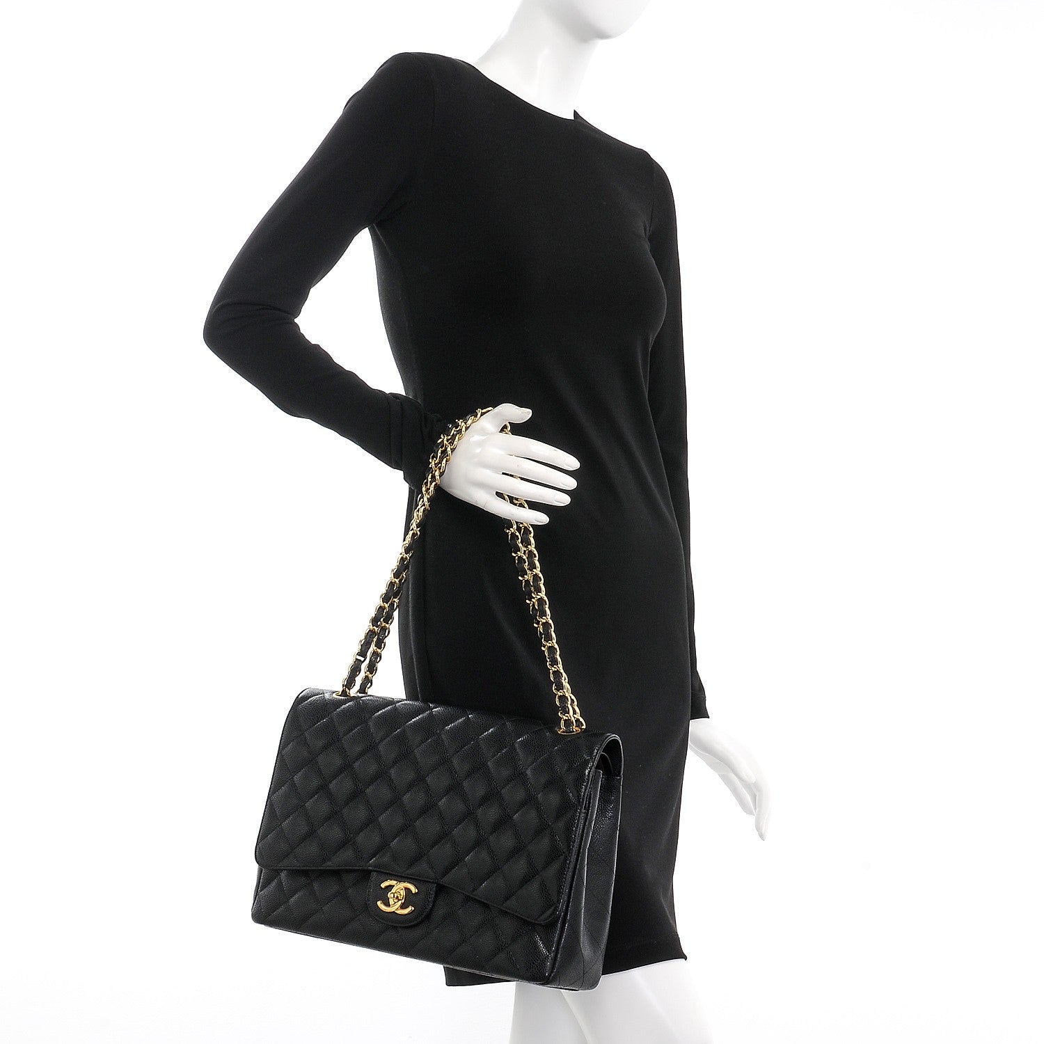 Chanel Caviar Quilted Maxi Double Flap Black 3 of 9