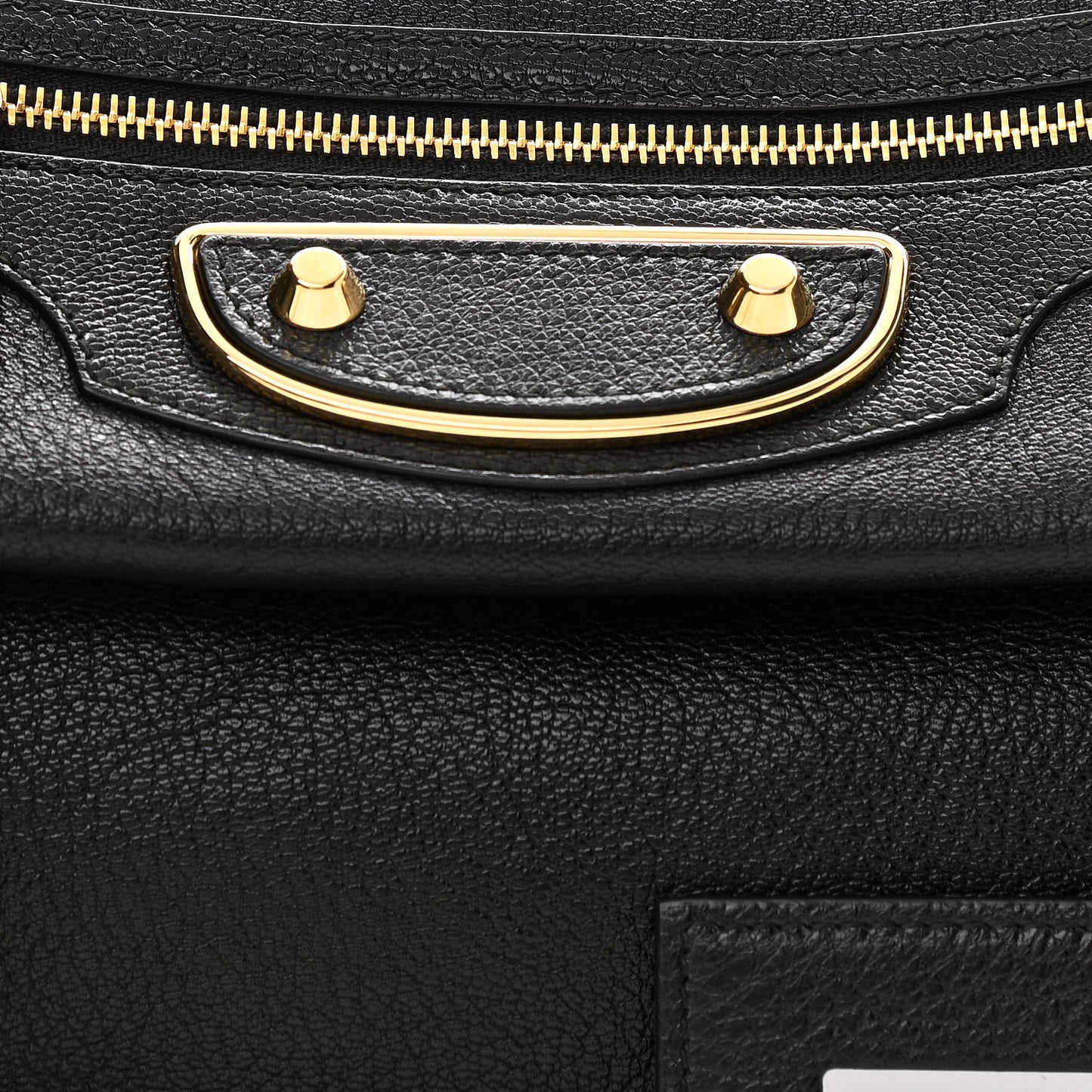 Chevre Gold Metallic Edge Hardware Envelope Clutch Black