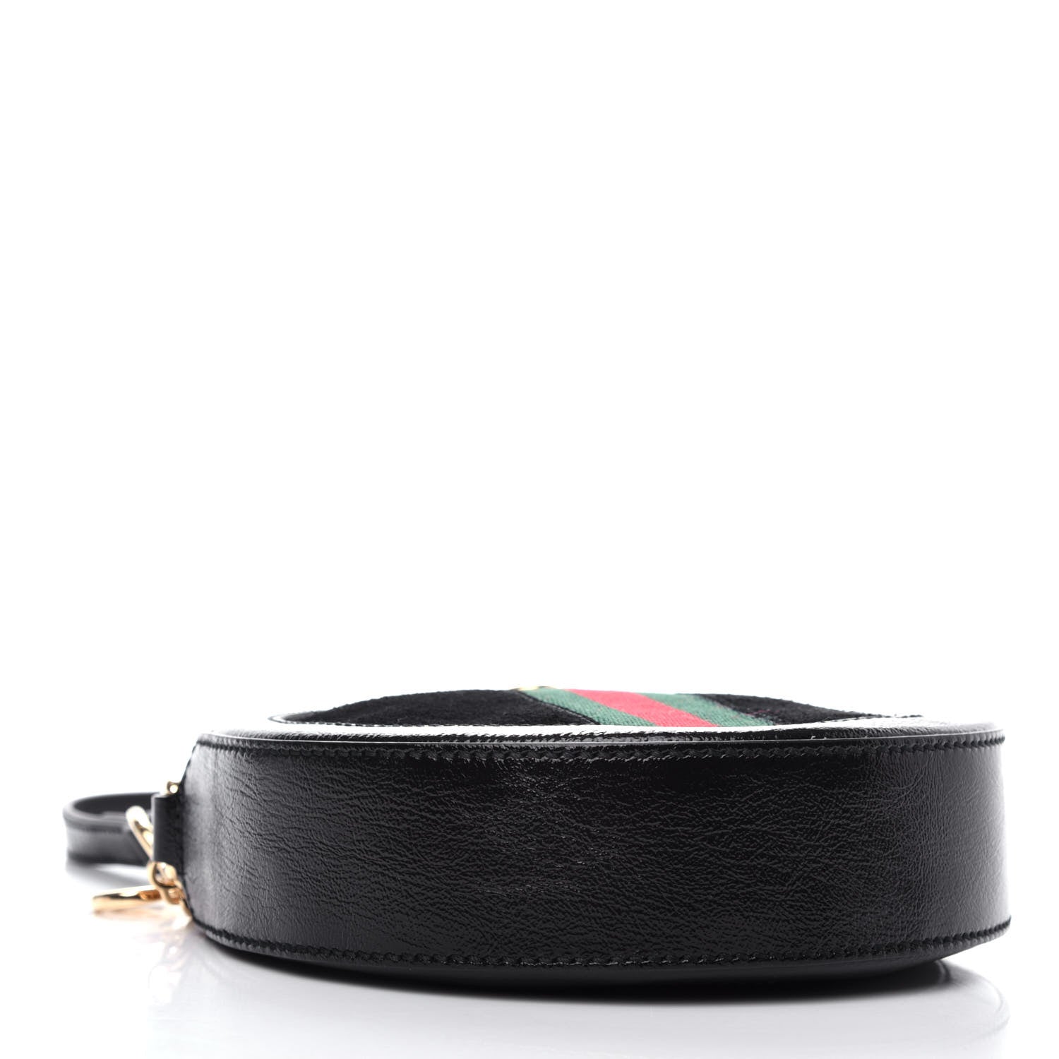 Gucci Suede Patent Web Mini Ophidia Round Shoulder Bag Black 4 of 10