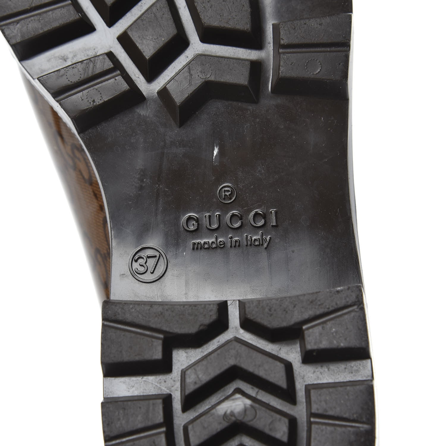 Gucci Rubber Monogram Edinburg Rain Boots 37 Transparent Cocoa 6 of 9