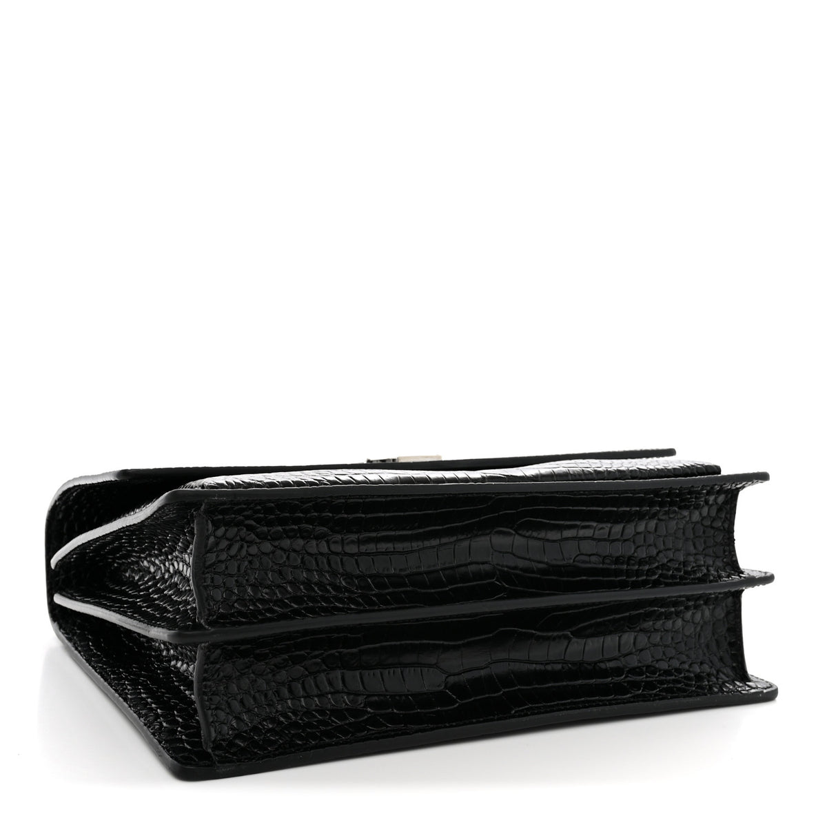 Calfskin Crocodile Embossed Large Monogram Sunset Black