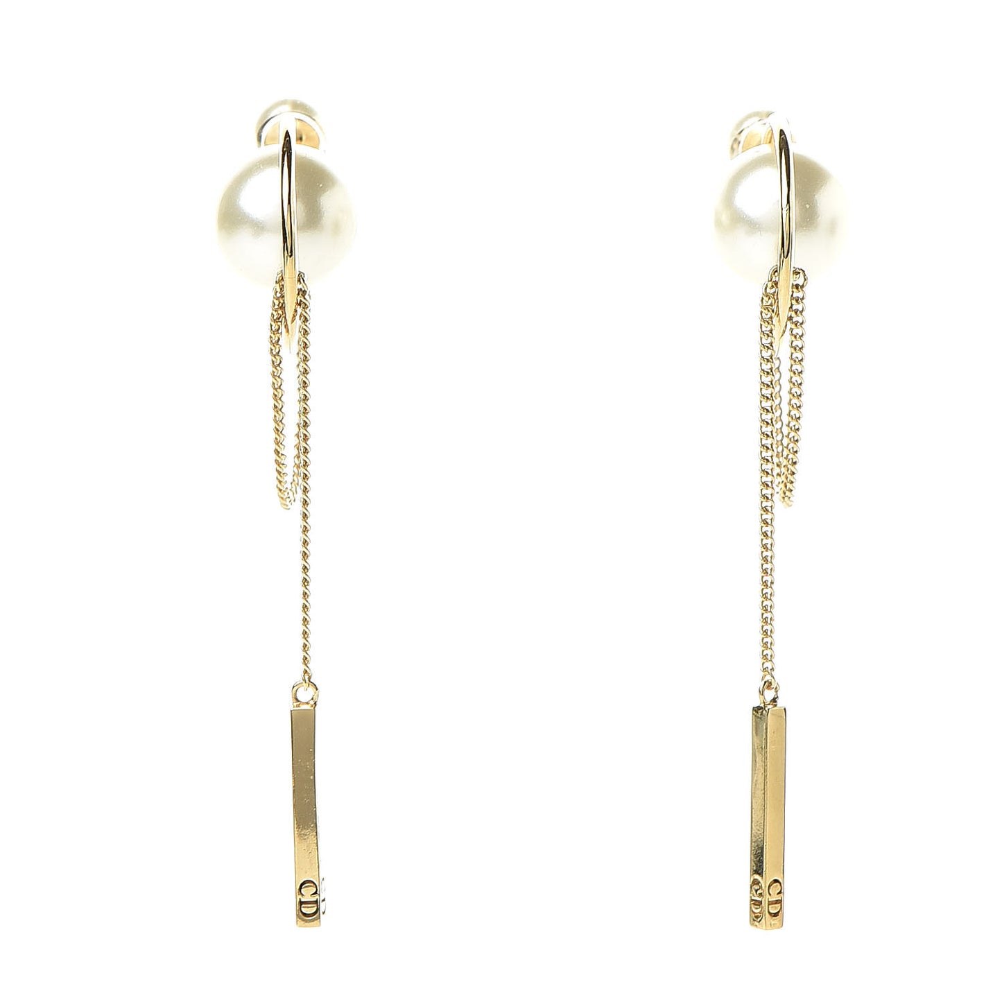Pearl Tribales Dangle Chain Earrings Gold