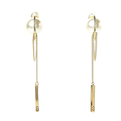 Christian Dior Pearl Tribales Dangle Chain Earrings Gold 1 of 6