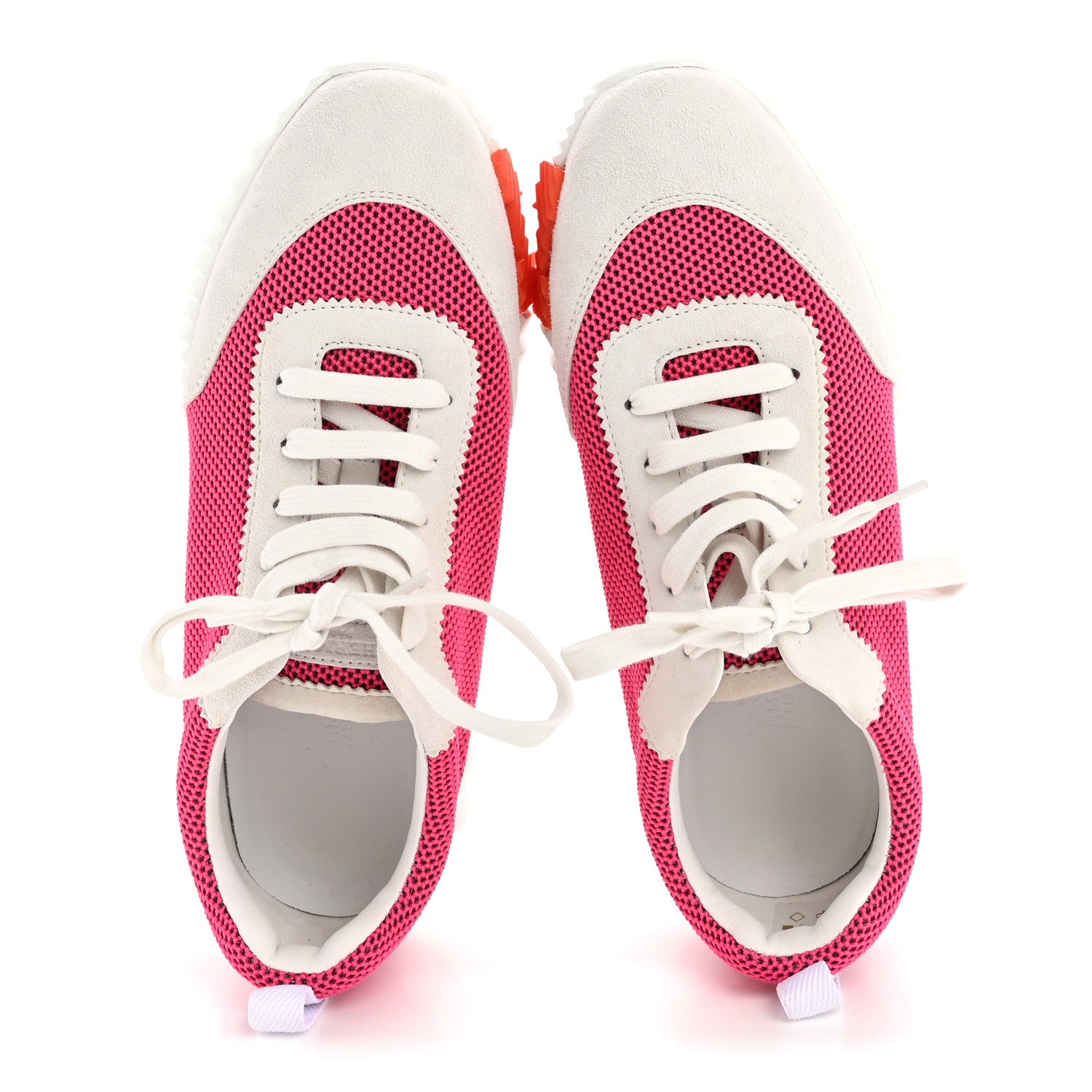 Hermes Air Mesh Suede Goatskin Bouncing Sneakers 39 Rose Vinicunca White 2 of 10