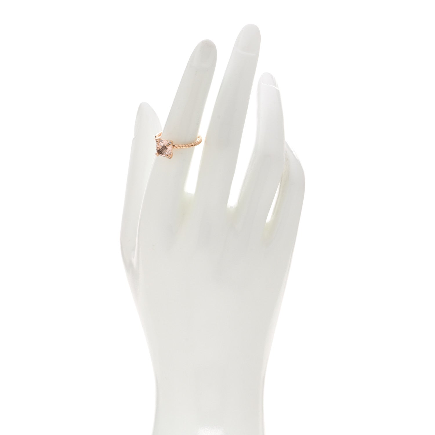 David Yurman 18K Rose Gold Diamond Morganite 7mm Chatelaine Ring 52 6 2 of 4
