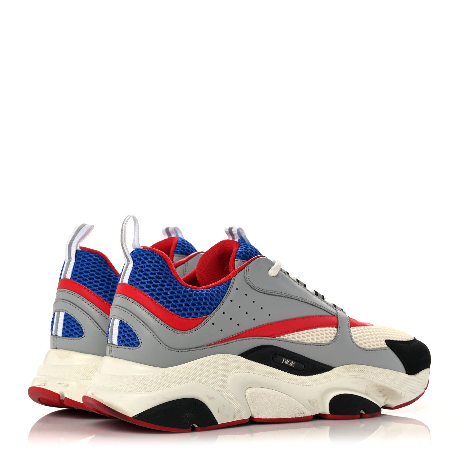 Christian Dior Technical Mesh Calfskin Mens B22 Sneakers 45 Red Blue Grey 4 of 14