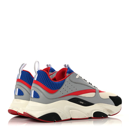 Christian Dior Technical Mesh Calfskin Mens B22 Sneakers 45 Red Blue Grey 4 of 14