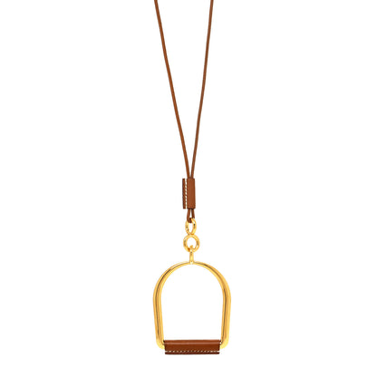 Hermes Barenia Heritage Equestre Pendant Necklace Gold 1 of 5