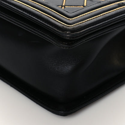 Chanel Lambskin Chain Quilted Medium Boy Flap Black 9 of 10