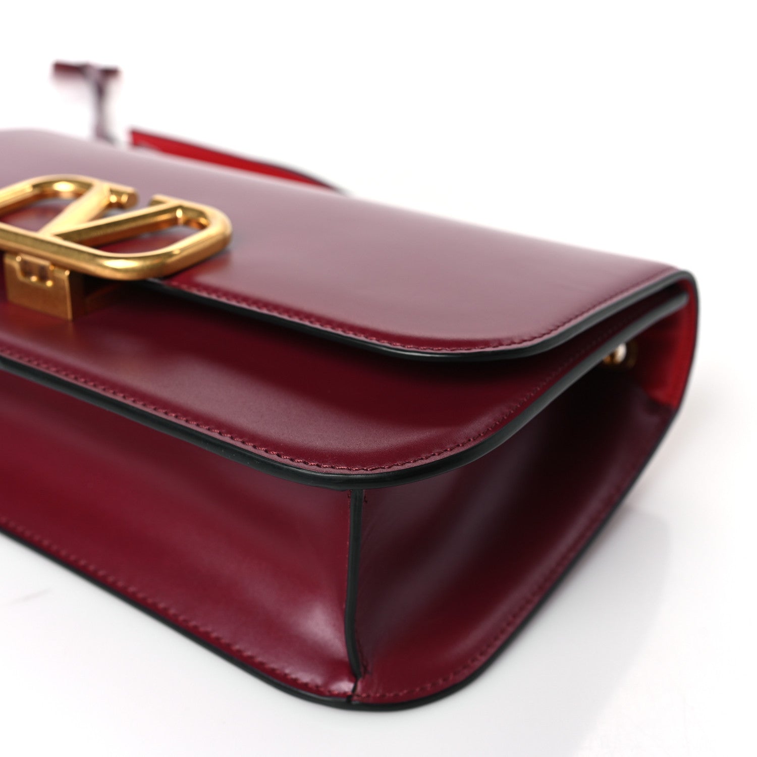 Valentino Garavani Smooth Calfskin Medium VLock Shoulder Bag Cerise 8 of 8
