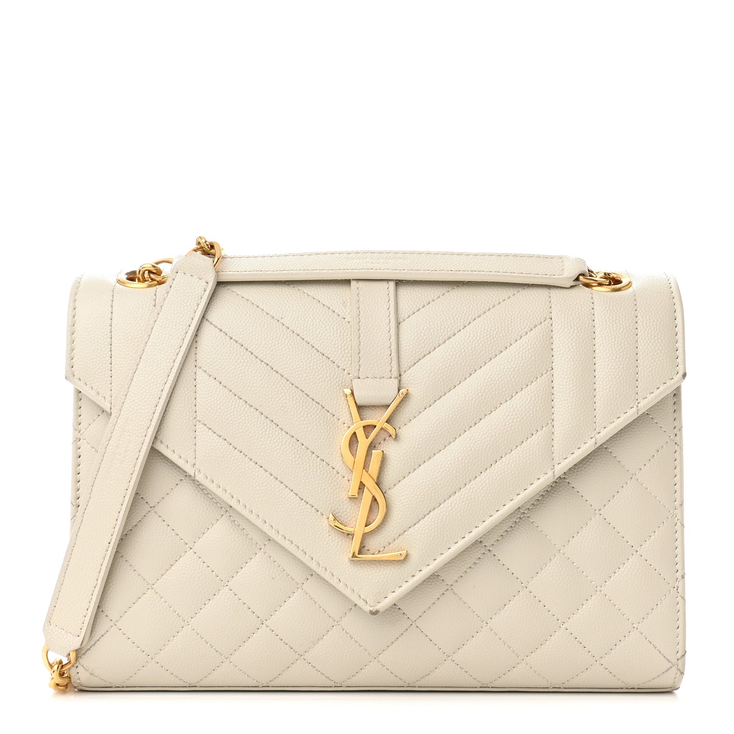 Grain De Poudre Textured Mixed Matelasse Medium Triquilt Monogram Satchel Crema Soft