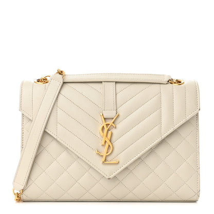 Saint Laurent Grain De Poudre Textured Mixed Matelasse Medium Triquilt Monogram Satchel Crema Soft 1 of 20