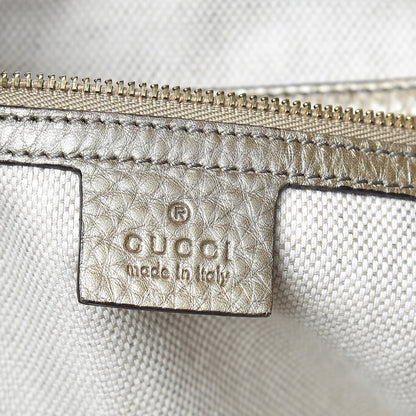 Gucci Metallic Pebbled Calfskin Medium Soho Shoulder Bag Golden Beige 6 of 13
