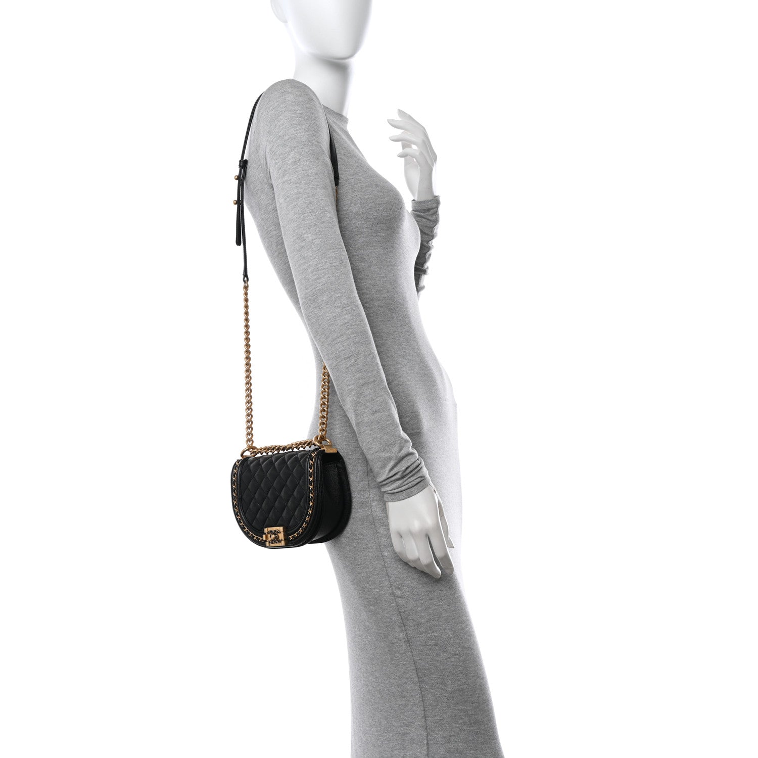 Chanel Caviar Quilted Small Chain Around Boy Messenger Bag Black 2 of 10