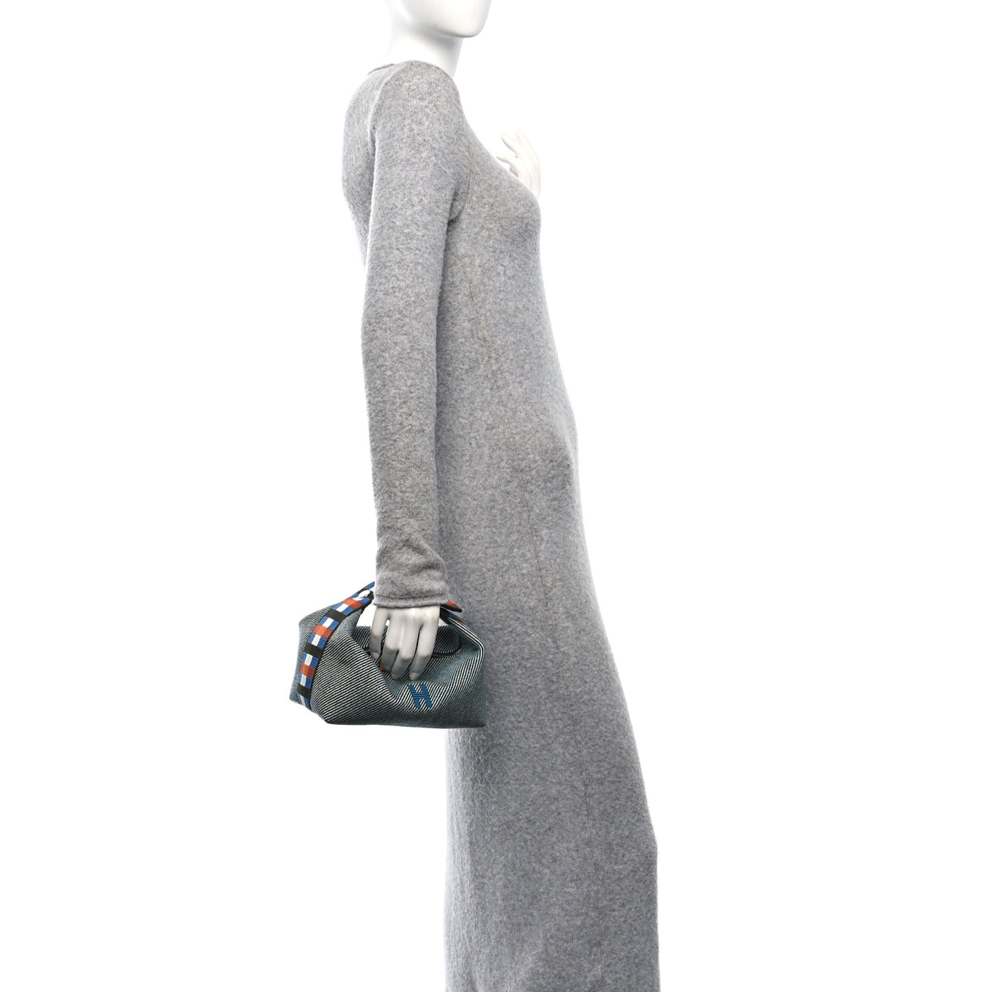 Wool Small Bride-A-Brac H Natte Pouch Bleu